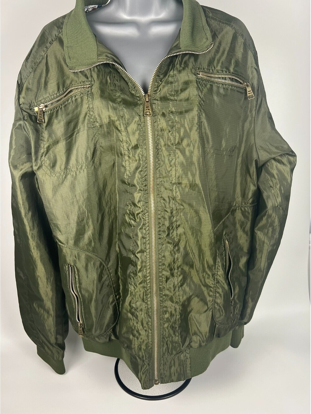 Red Tag Men Bomber Flight Style Jacket- Olive Green- Women's Size XL